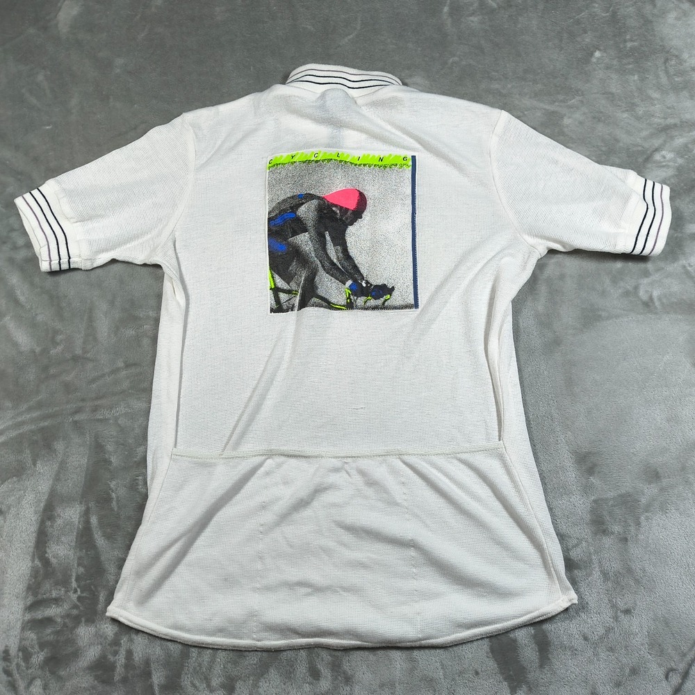 Vintage Hind Cycling Shirt Mens Medium Quarter‎ Zip Collar Retro Polo 80s Racing